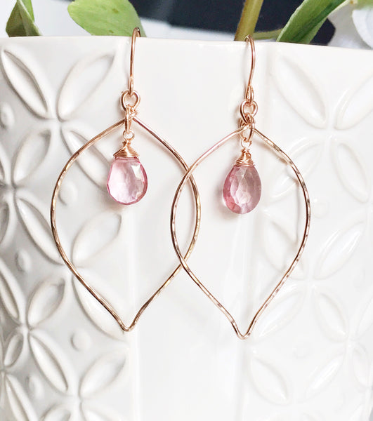 Earrings Doree - Pink quartz (E260)