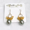 Earrings KIRA - Tahitian pearl & citrine (E624)