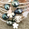 Monstera bangle - tahitian pearl (B380)