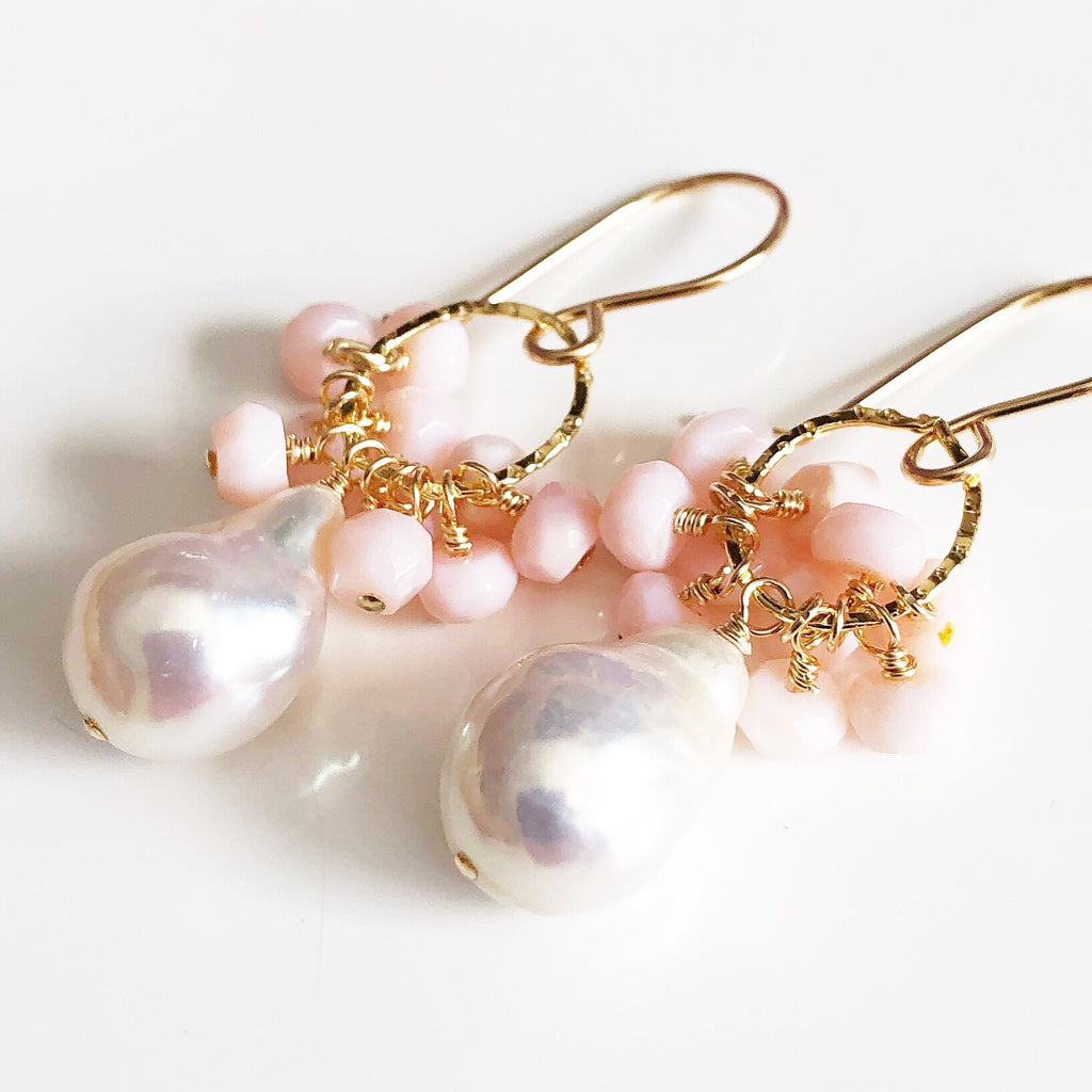 Earrings KIRA - pink opal (E556)