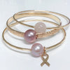 Cancer awareness bangle - pink Edison pearl  (B346)