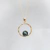 Bamboo pendant necklace - tahitian pearl (N324)