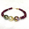 Bracelet MAYRA - ruby & triple momi (B517)