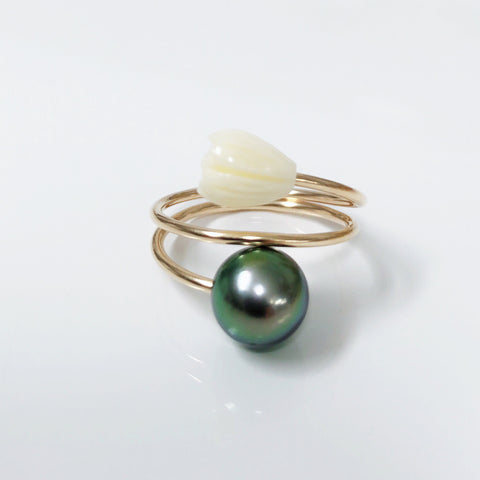 Pikake ring - tahitian pearl (R202)