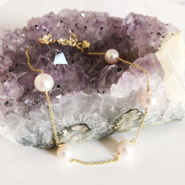 Necklace SIENNA - white Edison pearls (N292)