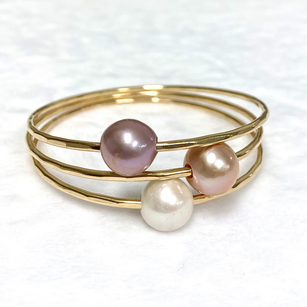 MALIA bangles set - lavender ombré Edison pearls (B453)