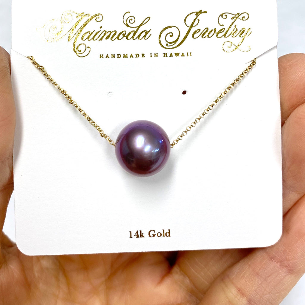 AAA Magenta Edison pearl necklace (N368)