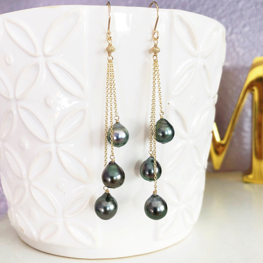 Earrings LILA - tahitian pearls (E547)