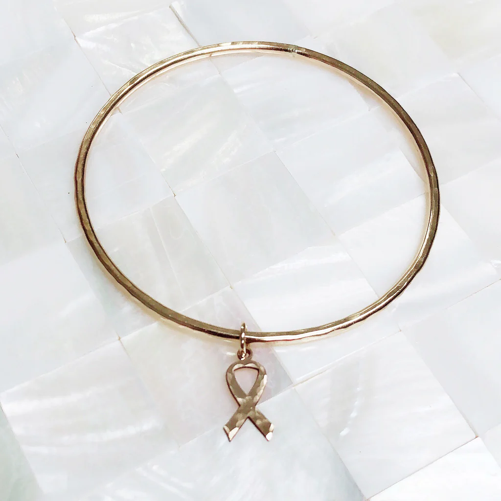 Awareness ribbon charm bangle (B433)