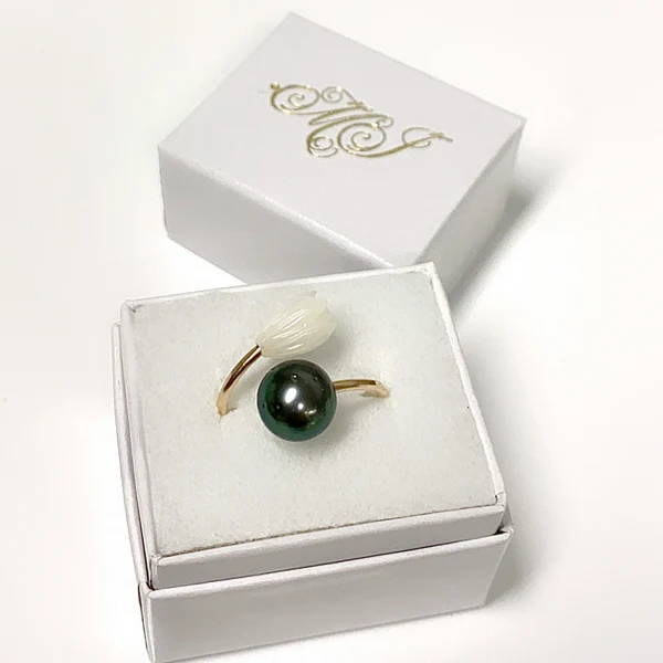 Ring LEIA - pikake & Tahitian pearl (R206)