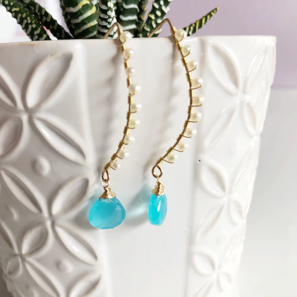 Earrings Ailani - aqua chalcedony (E190)