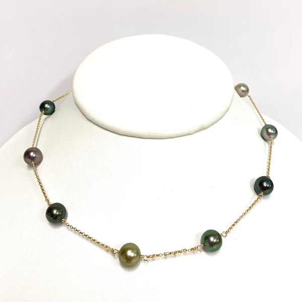 Necklace PUALANI - multicolor Tahitian pearls