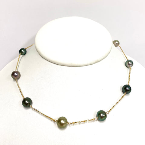 Necklace PUALANI - multicolor Tahitian pearls