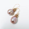 Pineapple pearl earrings - pink Edison pearls (E562)