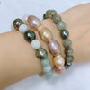 Stretchy bracelet - jade & Tahitian pearls (B477)