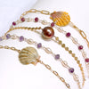 Bracelet GILLIA - mystic pink sapphire & keshi pearls (B562)