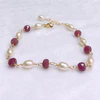 Bracelet GILLIA - mystic pink sapphire & keshi pearls (B562)