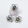 CZ Plumeria stud earrings- tahitian pearls (E568)