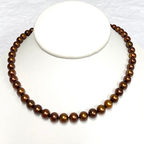Chocolate pearls strand necklace  (N362)
