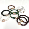 Edison pearl and gemstone stretchy bracelet (B538)