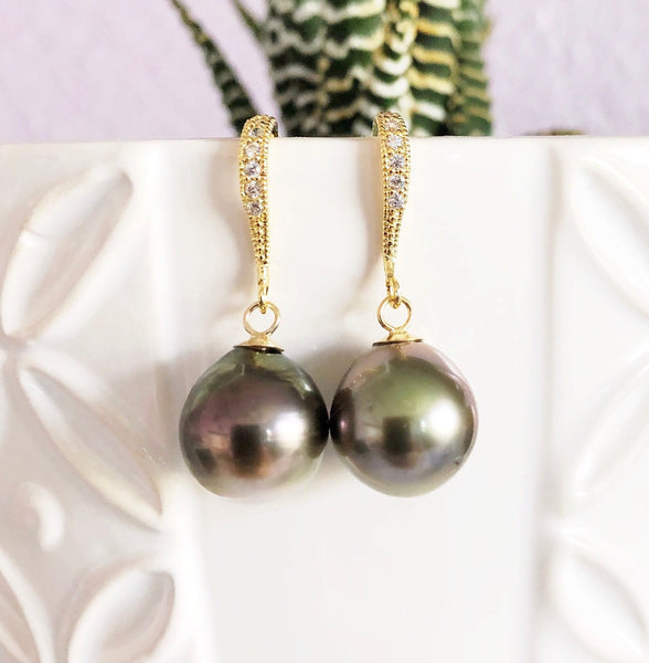 Earrings Irene - Tahitian pearls dangle (E224)