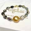 Bracelet Mayra - gold south sea & keshi Tahitian pearls