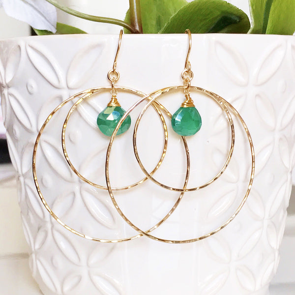 Earrings Rachel - green onyx (E408)