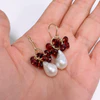 Earrings KIRA - garnet and Edison pearl (E611)