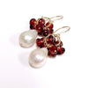 Earrings KIRA - garnet and Edison pearl (E611)