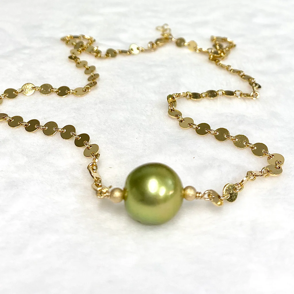 Necklace FAE - pistachio Tahitian pearl