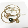 PUA bangles set - baby plumeria & tahitian pearl (B419)