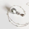 Pineapple pearl necklace - silver tahitian pearl (N308)