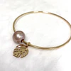 Monstera bangle - pink Edison pearl (B533)