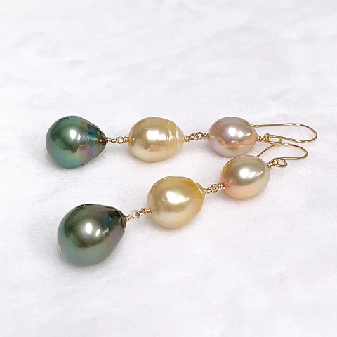 Earrings RAYE - multicolor pearls (E614)