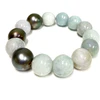 Jade and Tahitian pearls stretchy bracelet