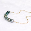 Necklace TEHINA - ombré Tahitian pearls (N407)