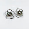 CZ Plumeria stud earrings- tahitian pearls (E568)