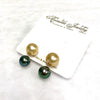 Double Momi studs earrings - gold south sea & Tahitian pearls