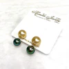 Double Momi studs earrings - gold south sea & Tahitian pearls