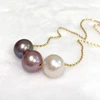 Necklace Kristi - purple, pink & white Edison pearls (N375)