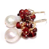 Earrings KIRA - garnet and Edison pearl (E611)