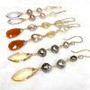 Sunstone and keshi Edison pearls drop earrings