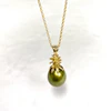 Pineapple pearl necklace - pistachio Tahitian pearl (N380)