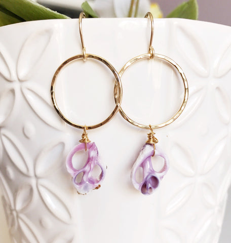 Earrings Lulu - purple cebu shell (E384)