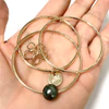 PUA bangles set - baby plumeria & tahitian pearl (B419)