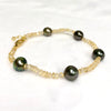 Bracelet ERIS - Citrine & Tahitian pearls (B536)