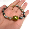 Bracelet Mayra - pistachio & large keshi Tahitian pearls (B507)