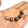 Tahitian pearls bar necklace - blue ombré