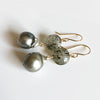 Silver tahitian pearl dangle - rutilated quartz (E530)