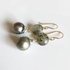 Silver tahitian pearl dangle - rutilated quartz (E530)